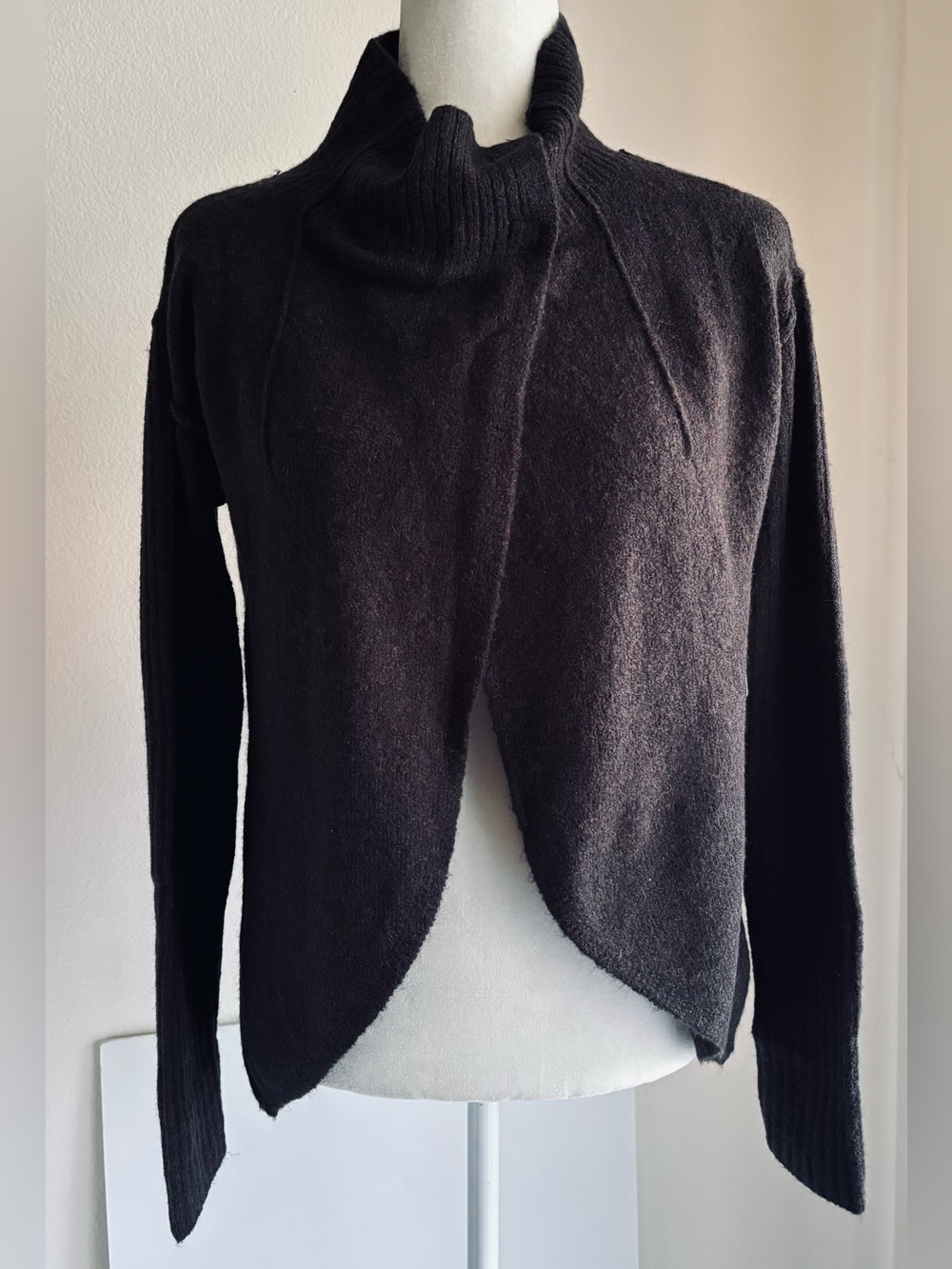 Free People Black Open-Front Turtleneck Sweater